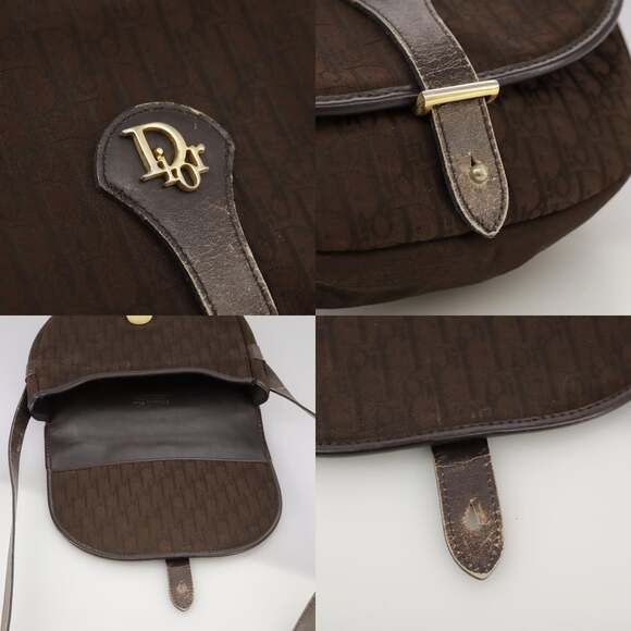 DIOR Trotter Canvas Shoulder Bag Brown Gold - Picture 11 of 13
